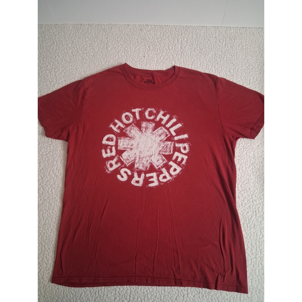Red Hot Chili Peppers Mens Graphic T-Shirt Red Asterisk Logo Size L Short Sleeve